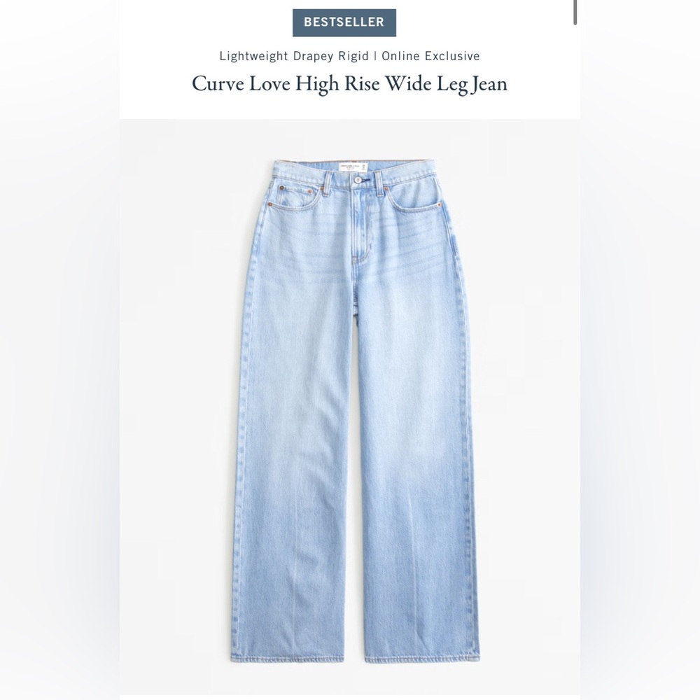 NWT Abercrombie Curve Love Lightweight High Rise Wide Leg Jeans
